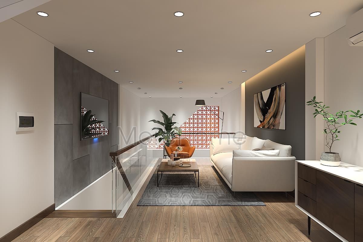 Thiết kế nội thất phòng khách nhà ống An Dương Tây Hồ 